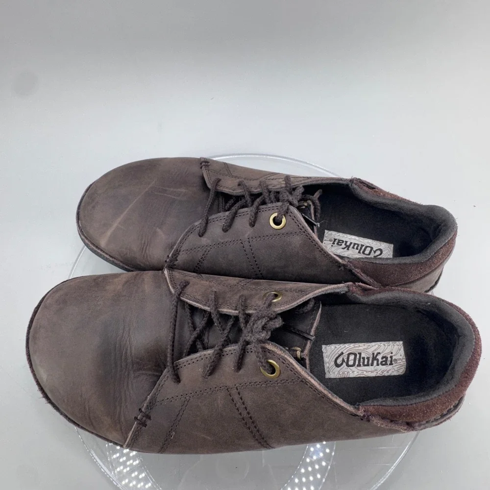 Olukai Hano Leather Slip On Sneakers Mens Size 9 Brown Casual Comfort Shoes